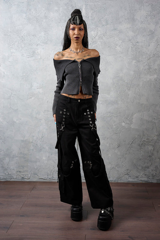 Banned Alternative Black Dropzone Trousers