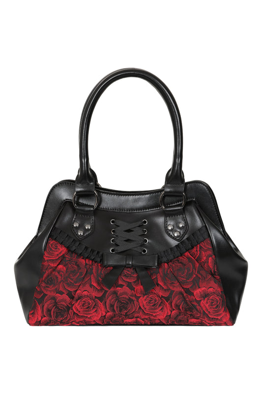 Banned Alternative Black/Red Crimson Thorn Rose Shoulder Bag