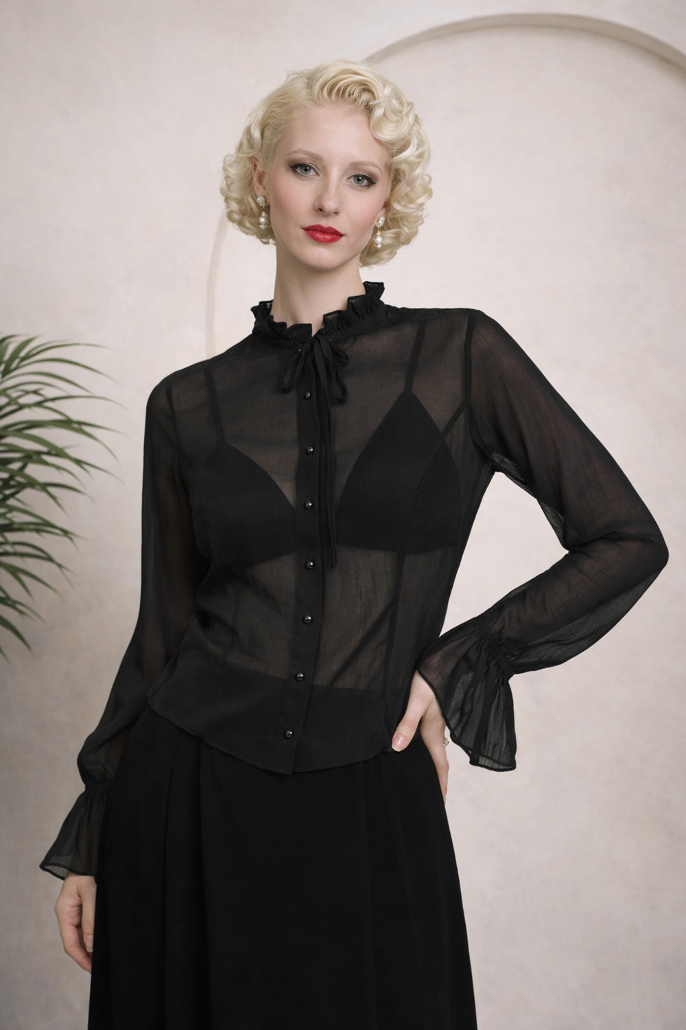 Banned Alternative Black Moonlit Romance Sheer Blouse