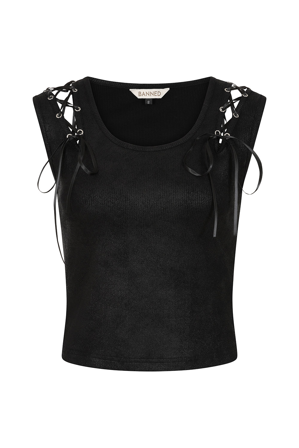 Banned Alternative Black Banned Rogue Ribbon Top