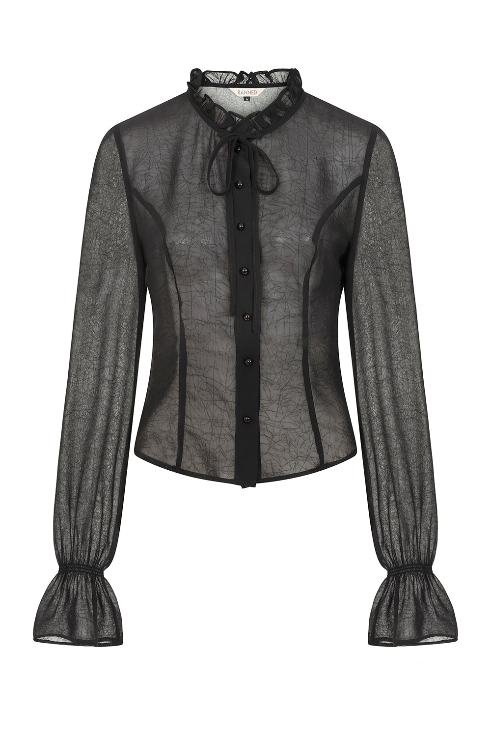 Banned Alternative Black Moonlit Romance Sheer Blouse