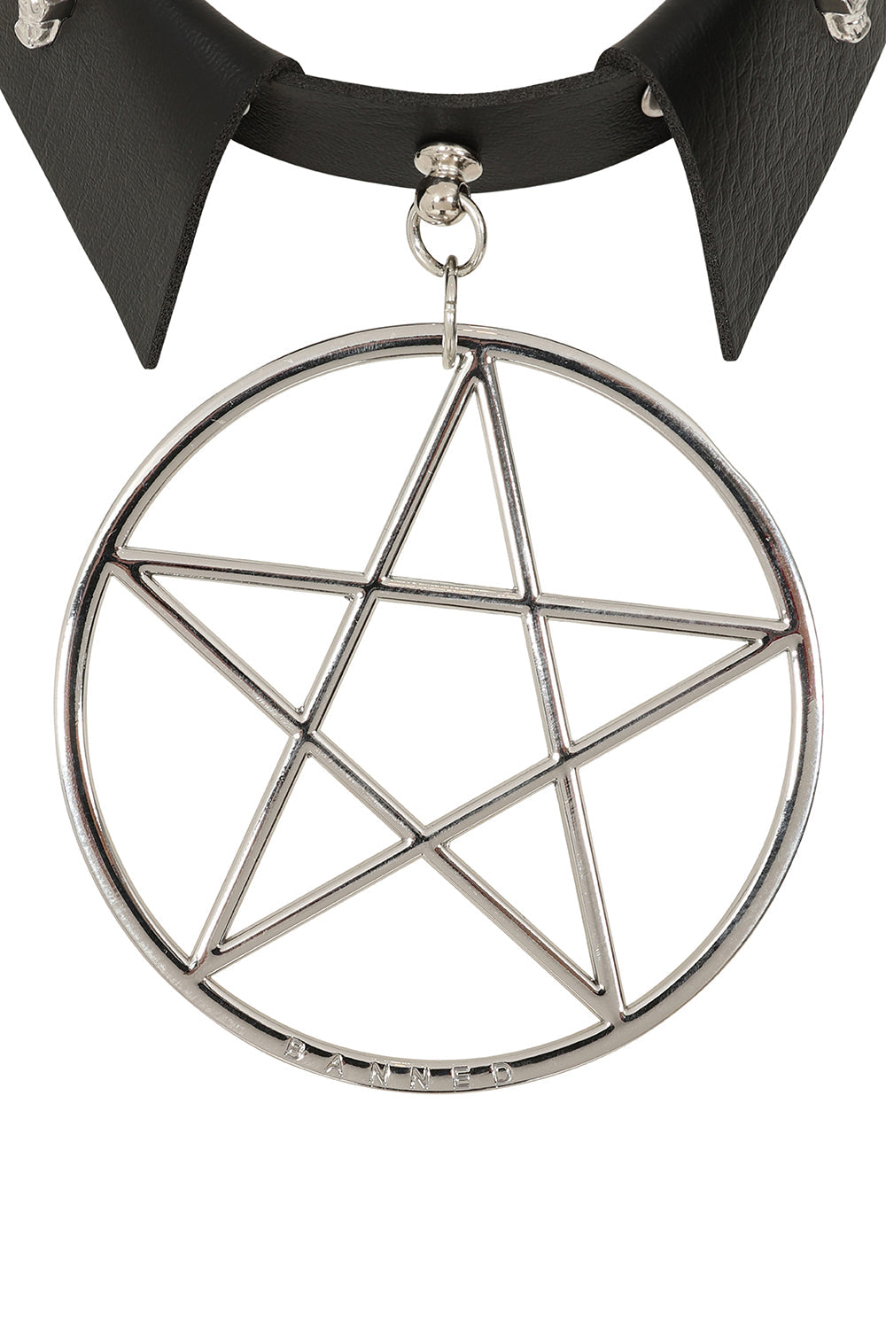 BANNED Restrict Pentagram Choker   Gothic Statement Necklace with Pentagram Design