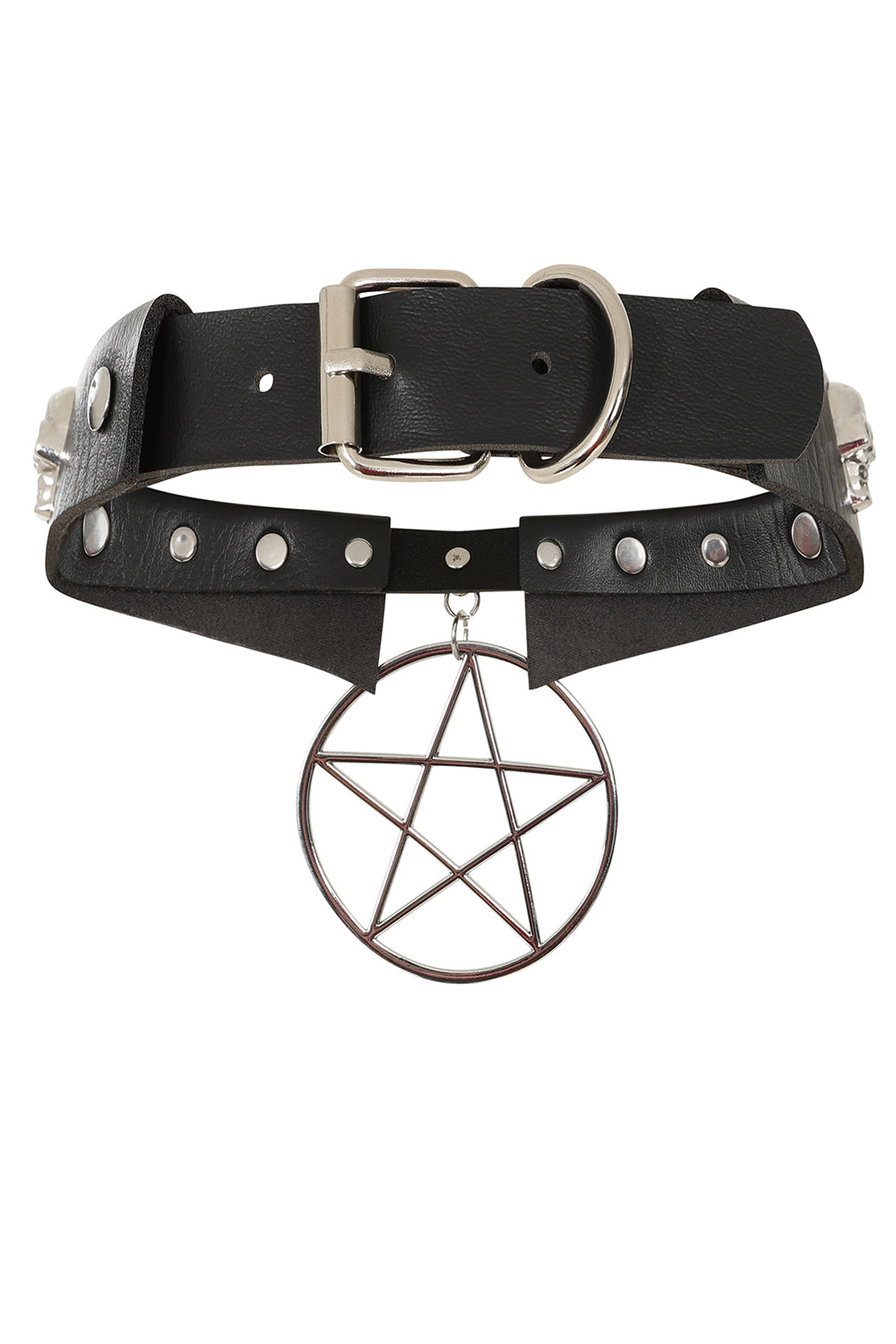 BANNED Restrict Pentagram Choker   Gothic Statement Necklace with Pentagram Design