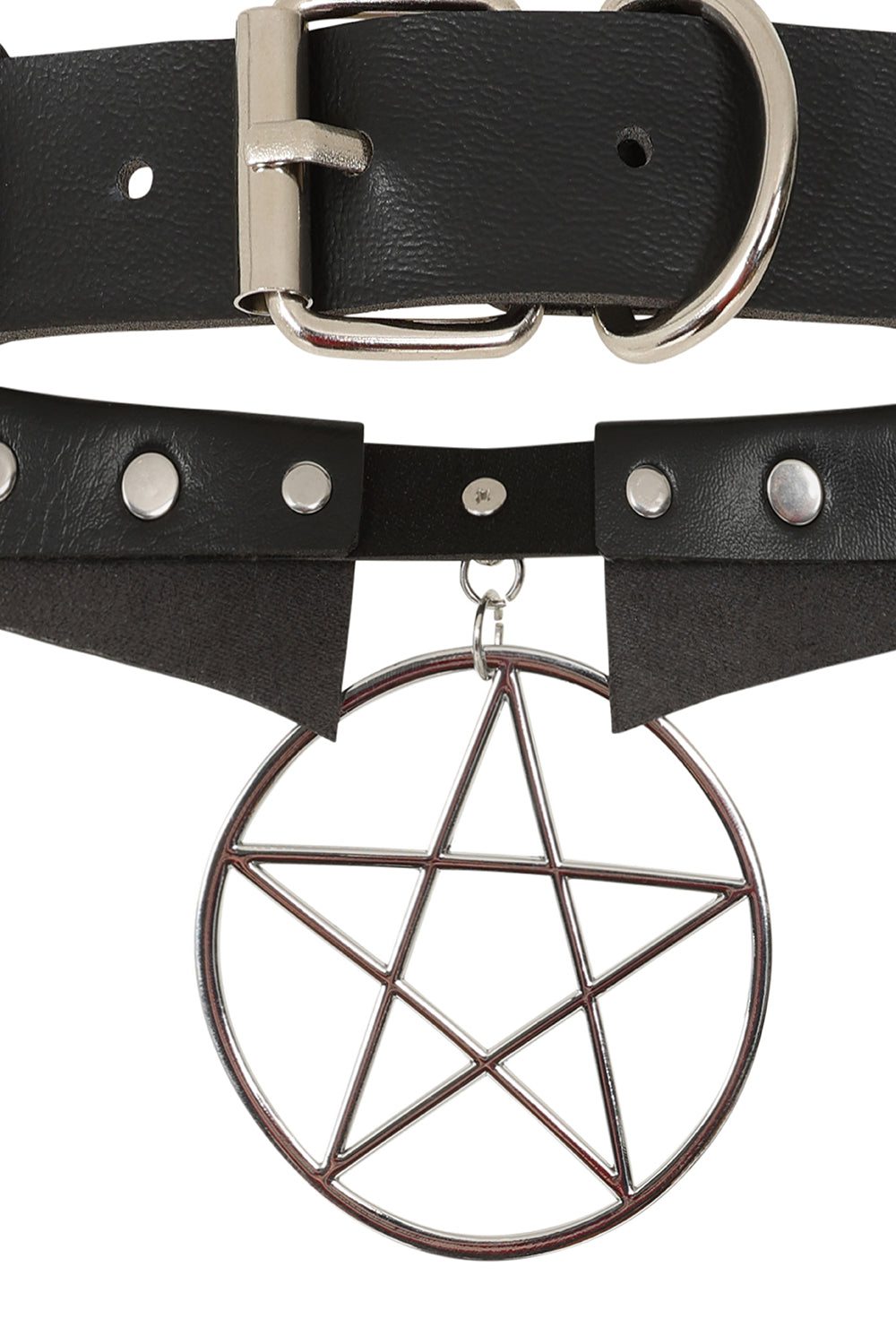 BANNED Restrict Pentagram Choker   Gothic Statement Necklace with Pentagram Design