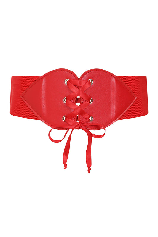 BANNED Sweetheart Elastic Belt Retro and Rockabilly Laced Heart Elasticated Belt