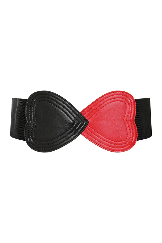 BANNED Heartbeat Elastic Belt   Retro and Rockabilly Heart Elasticated Belt