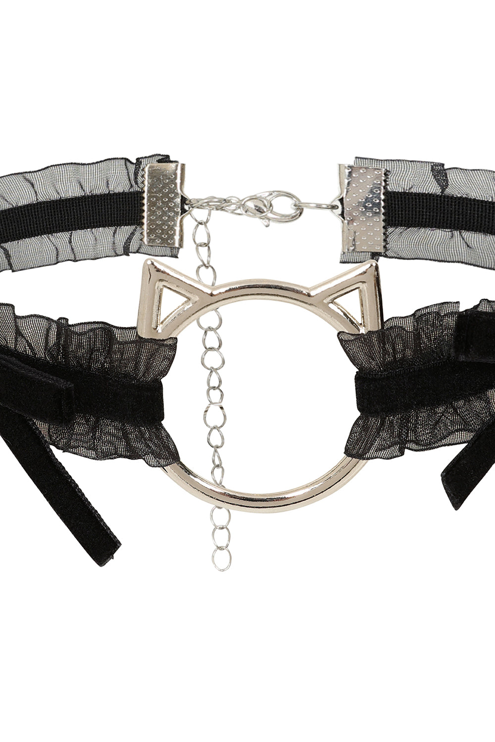 BANNED Wildmark Choker   Velvet Bow Choker with Cat Ring Accent