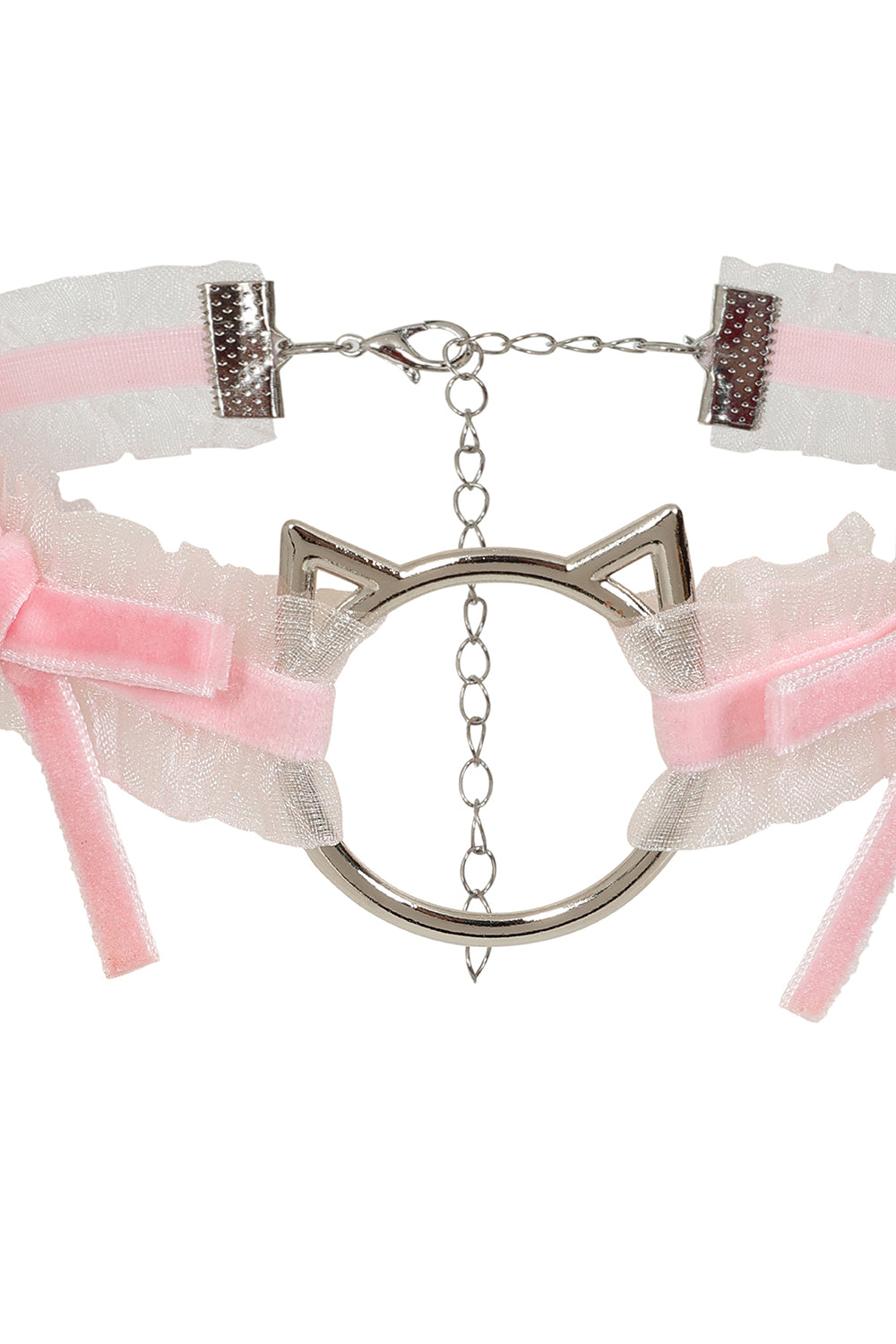 BANNED Wildmark Choker   Velvet Bow Choker with Cat Ring Accent