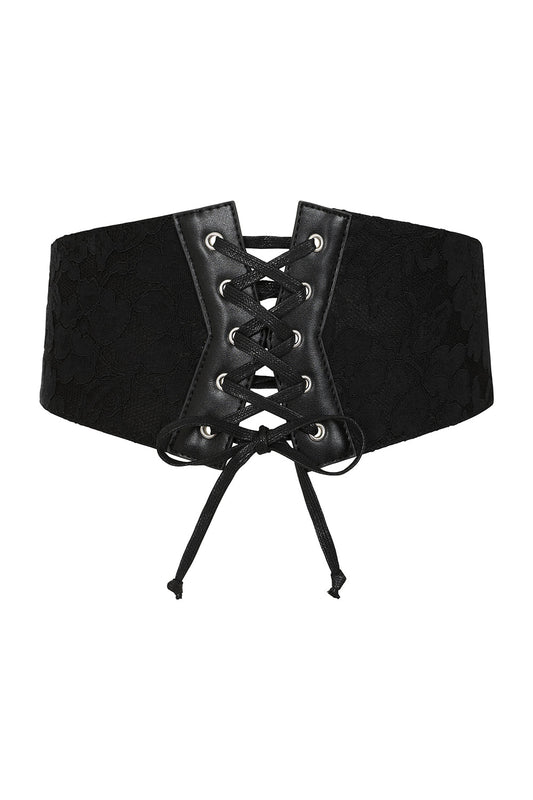 BANNED Hallow Keepers Lace Belt   Lace Belt with Gothic Corset Lacing