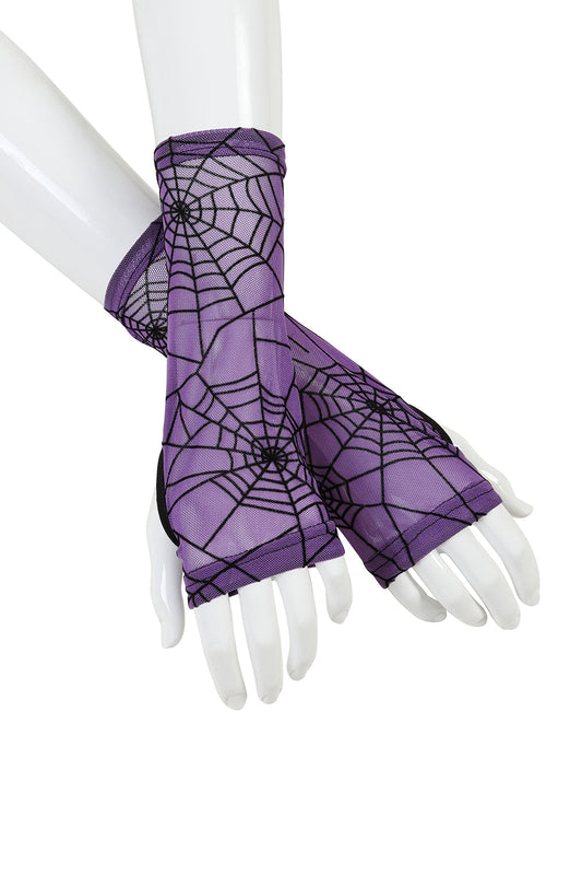 BANNED Seraphina Gloves   Mesh Spiderweb Printed Gloves for Gothic and Alternative Styles