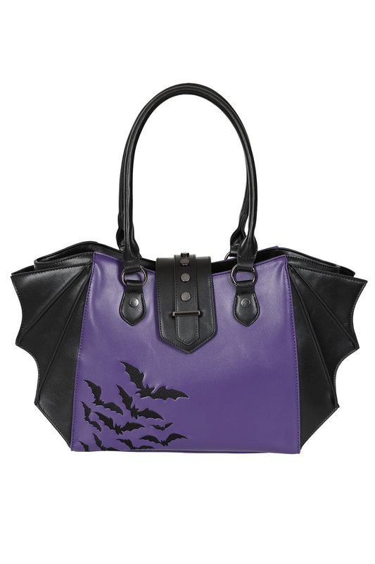 BANNED Haunted Annabelle Goth Batwing Tote Bag | Vegan Leather Gothic Handbag