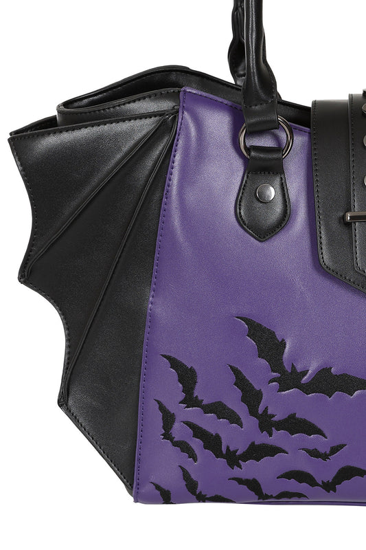 BANNED Haunted Annabelle Goth Batwing Tote Bag | Vegan Leather Gothic Handbag