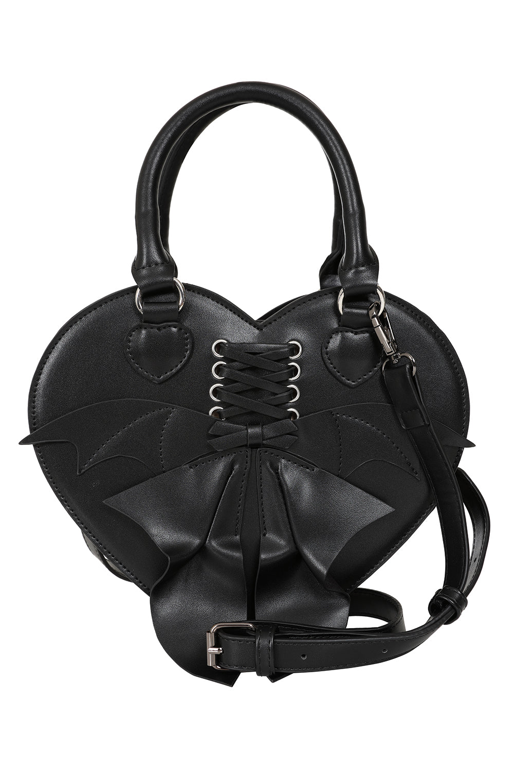 BANNED Glamorama Heart Batwing Bag | Gothic Lace-up Corset Handbag