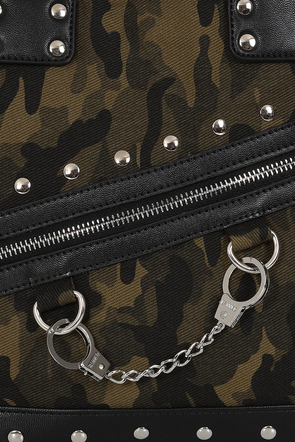 BANNED Hellbound Wish Camo Shoulder Bag | Edgy Handcuff Canvas Handbag