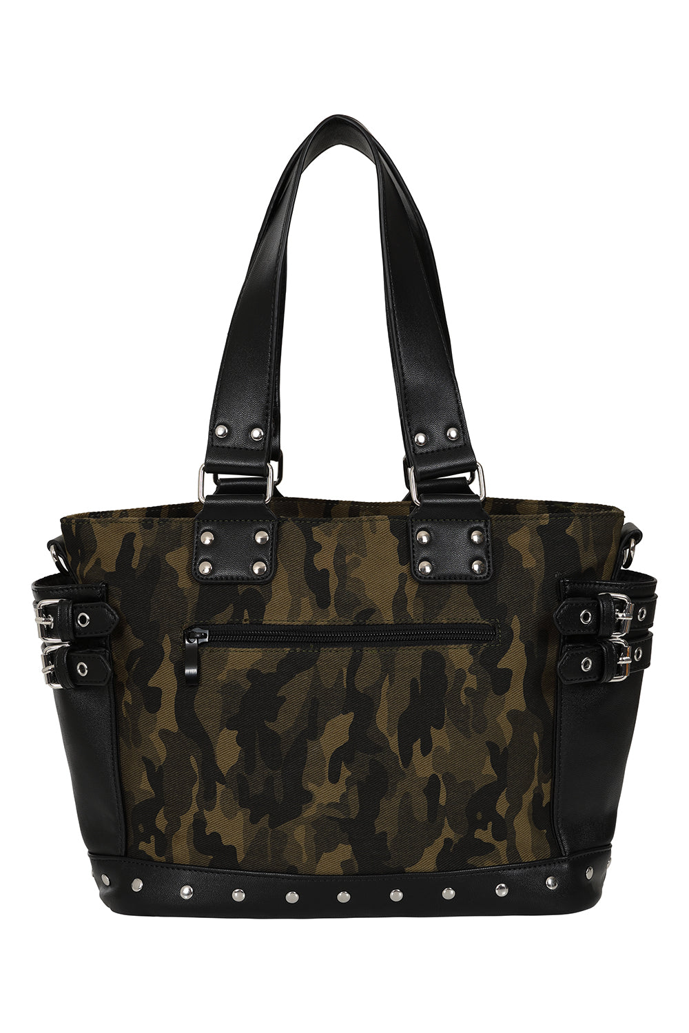 BANNED Hellbound Wish Camo Shoulder Bag | Edgy Handcuff Canvas Handbag