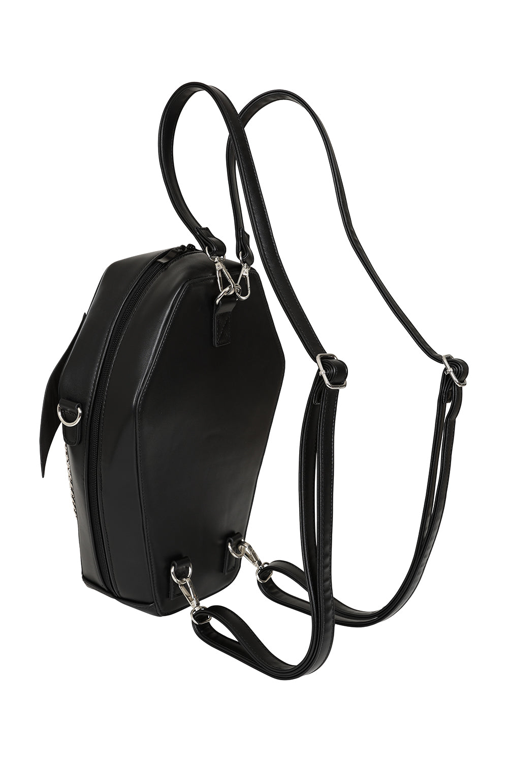 BANNED Spiritdoom Coffin Backpack | Gothic Wing & Cross Chain Bag