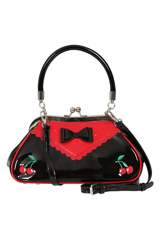 BANNED Billie Jean Lacquer Cherry Handbag | Rockabilly Pin-up Style