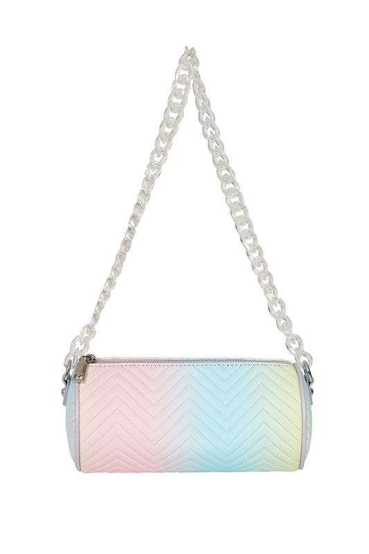 BANNED Pastel Moon Quilted Bag | Soft Goth Chain Tube Handbag