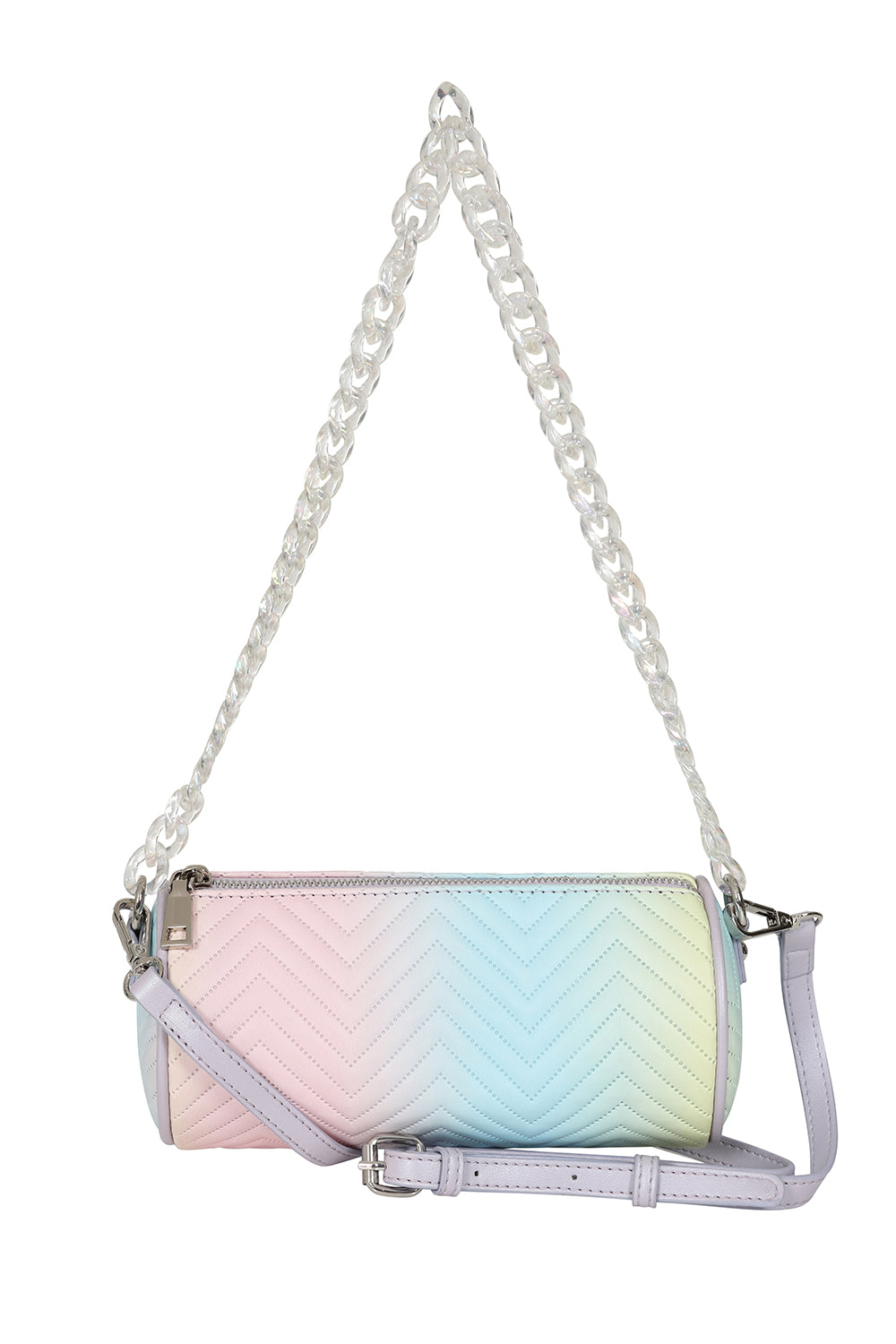 BANNED Pastel Moon Quilted Bag | Soft Goth Chain Tube Handbag