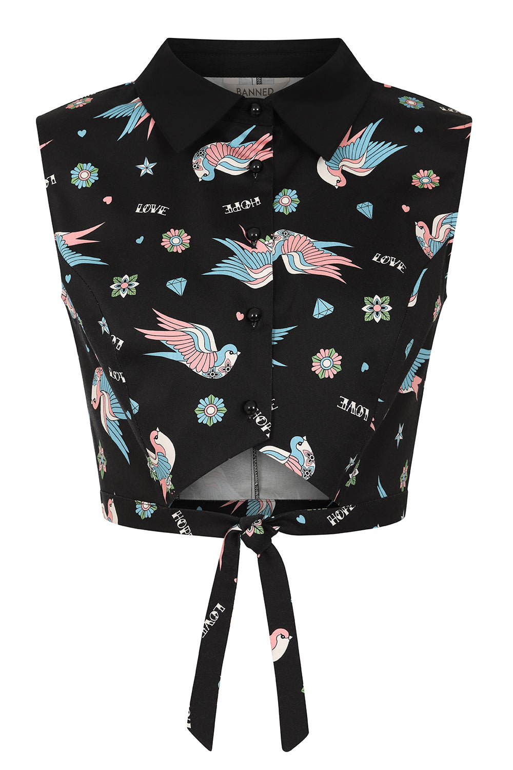 banned alternative Banned Alternative MARILOU SWALLOWS CROP BLOUSE
