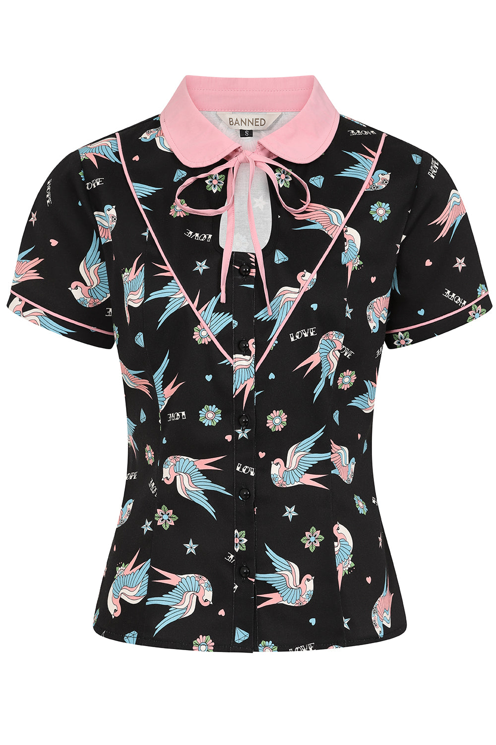 banned alternative Banned Alternative MARILOU SWALLOWS CONTRAST COLLAR BLOUSE