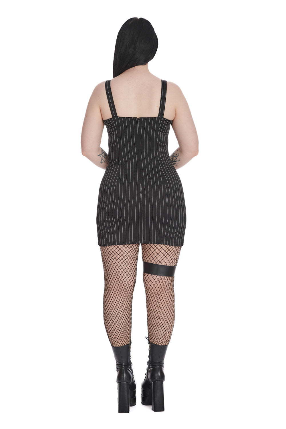 Banned Alternative BLACK CORE PINSTRIPE SLIT DRESS