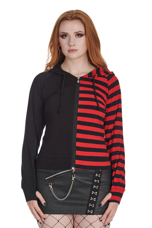 Banned Alternative SHIORI HALF AND HALF ZIPPED HOODIE