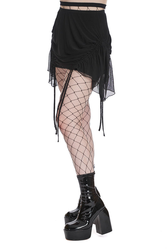 Banned Alternative TATTERED THREADS MESH SKIRT