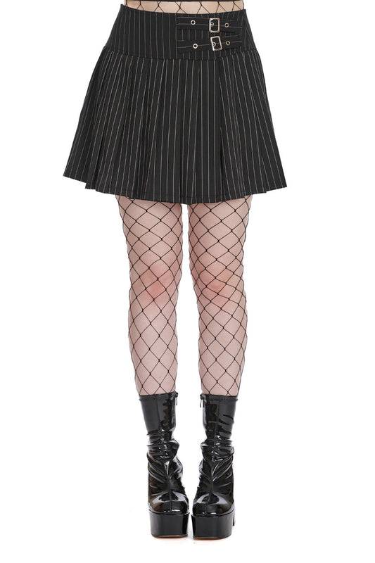 Banned Alternative BLACK CORE PINSTRIPE SKATER SKIRT