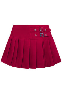 Banned Alternative Dark Doll Mini Skirt - Y2K Style Buckle Wrap Pleated Skirt