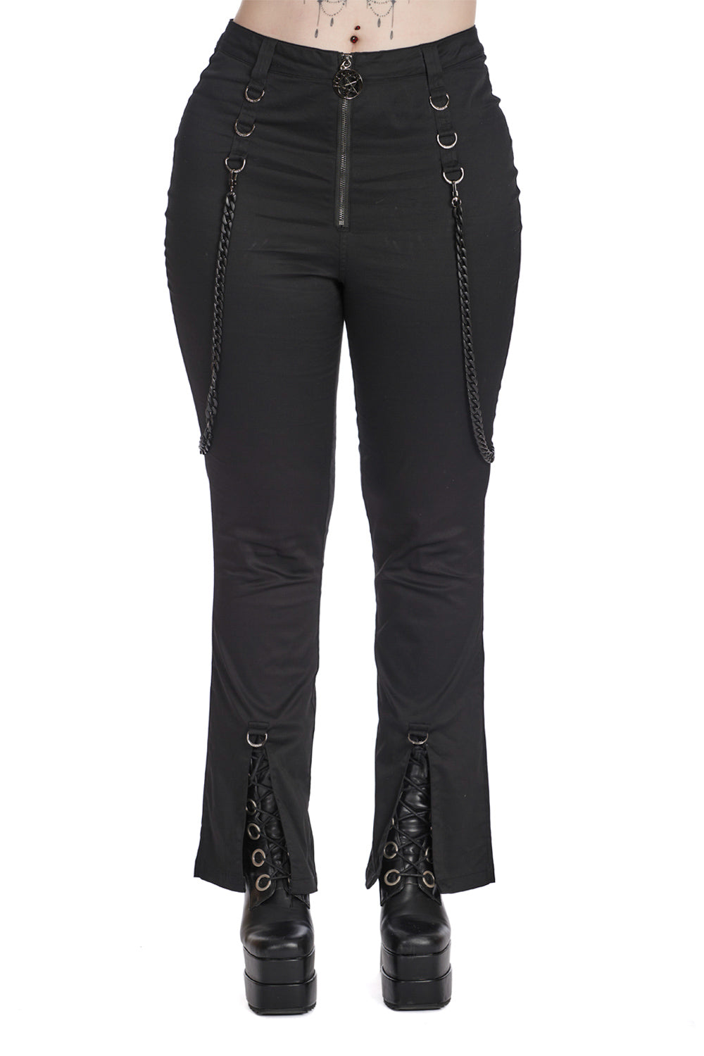 Banned Alternative REBEL HEART FLARE TROUSERS