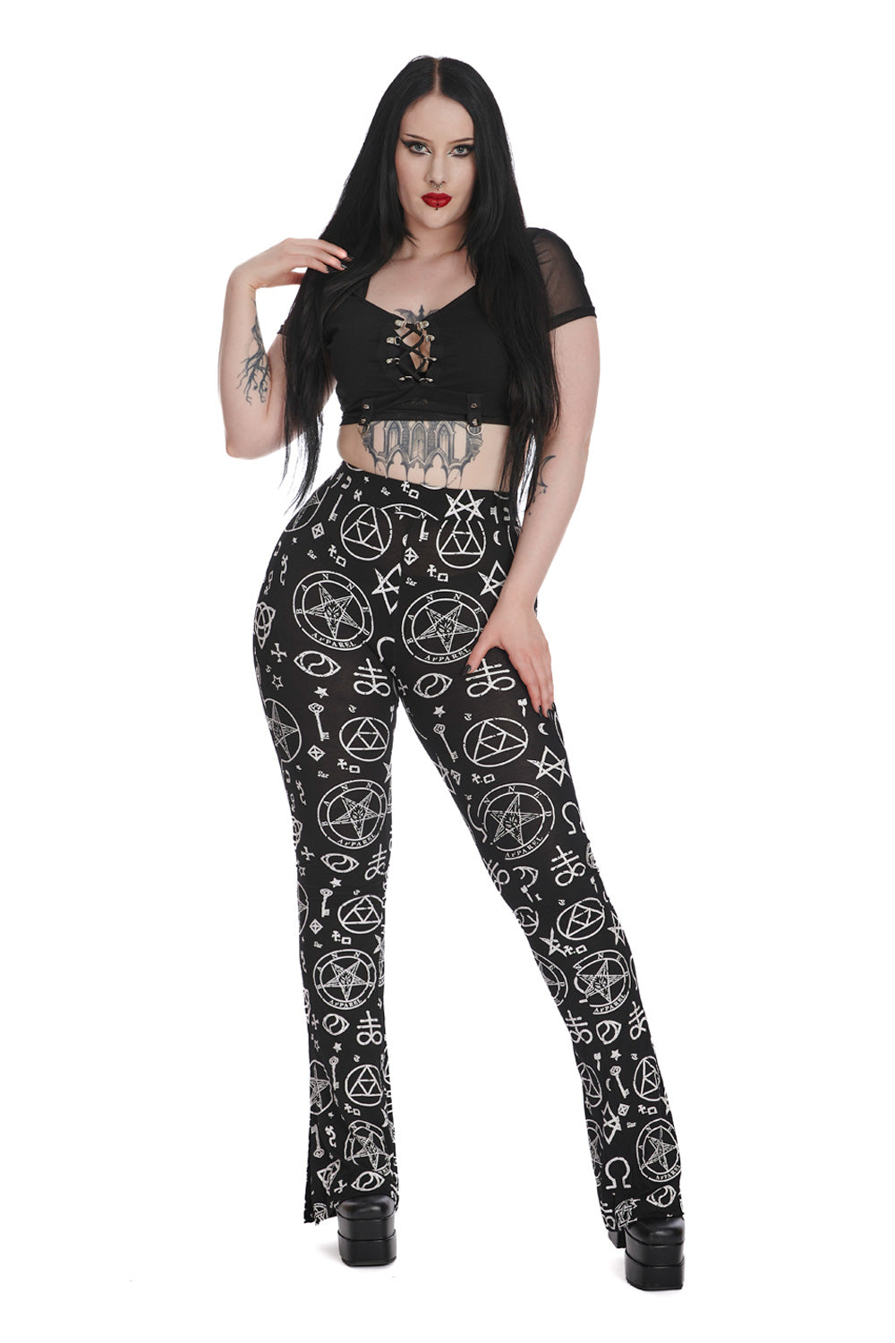 Banned Alternative NOIR VIXEN FLARE TROUSERS