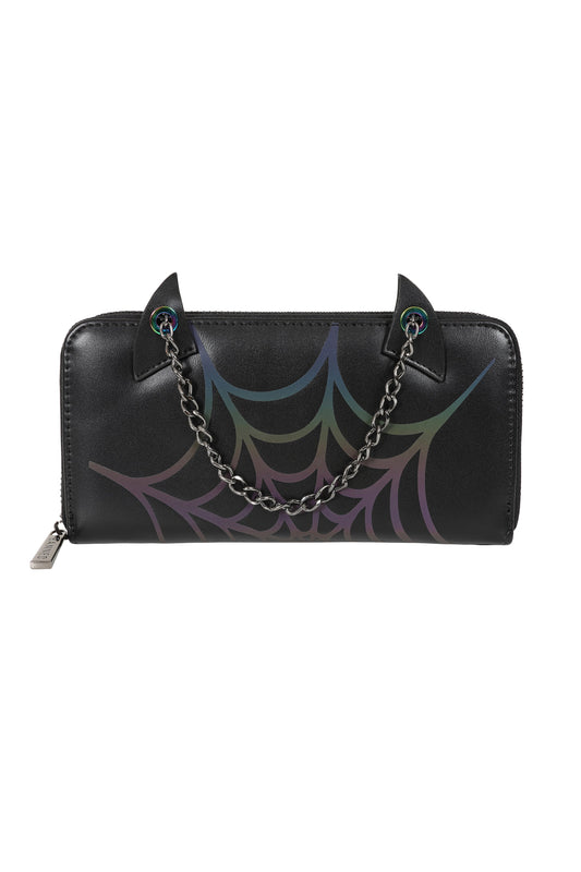 BANNED Spider Claw Holographic Wallet | Gothic Web Chain Card Holder