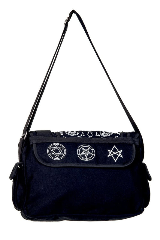 Banned Alternative Pentagram Black Messenger Bag