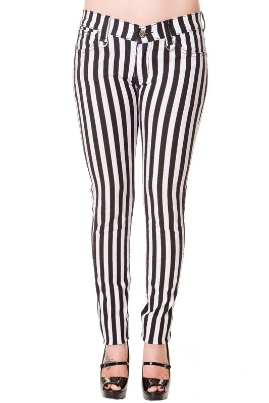 Banned Alternative Thick Stripe Skinny Jeans