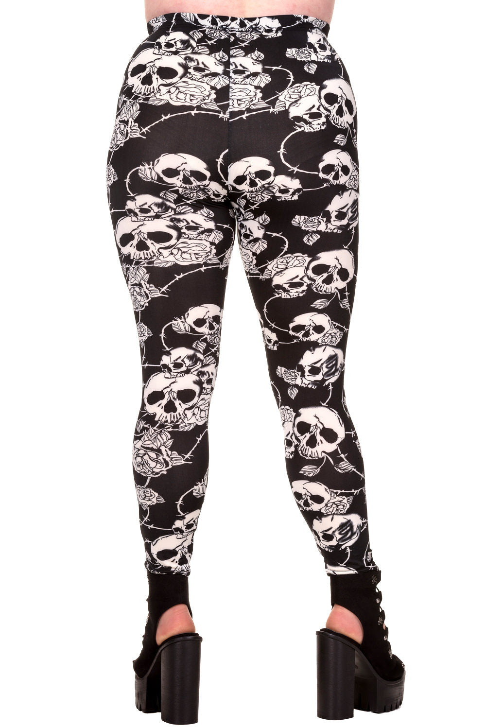 Banned Alternative Skull Roses Plus Size Leggings