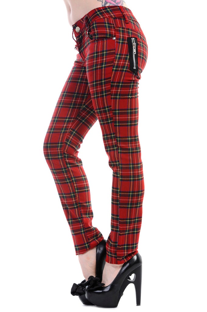 Banned Alternative Forever Yours Tartan Skinny Jeans