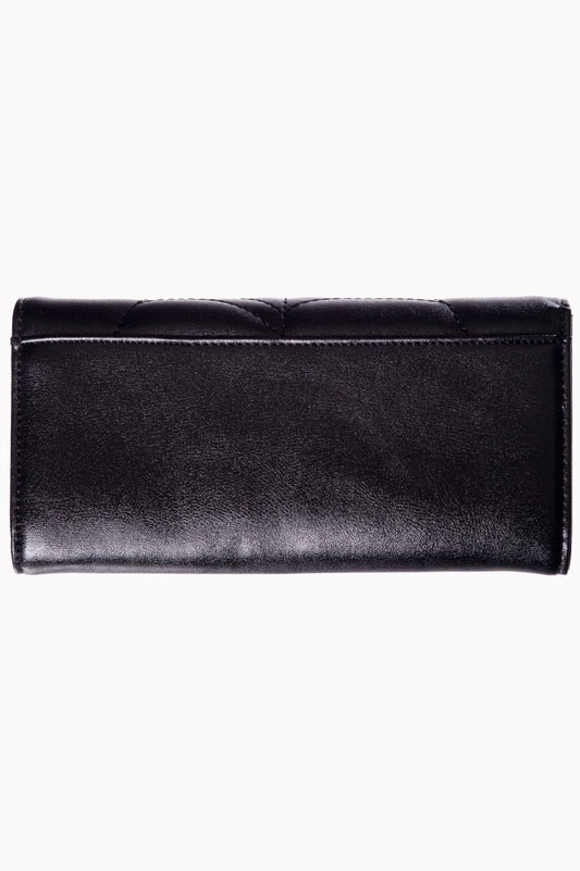 Plain black back of purse. 