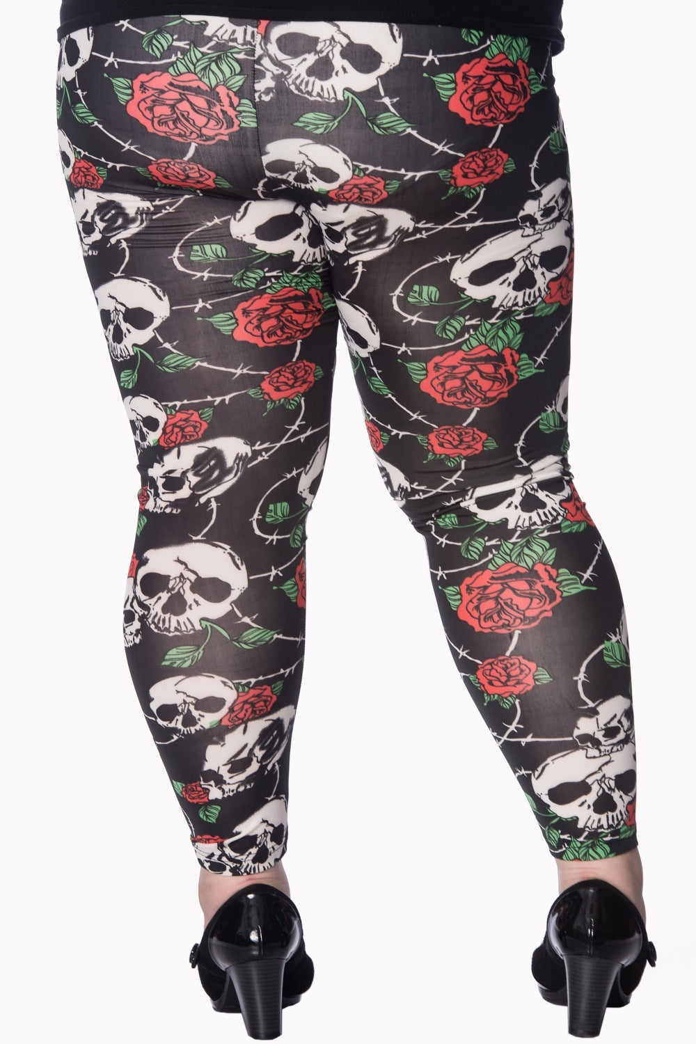 Banned Alternative Skull Roses Plus Size Leggings