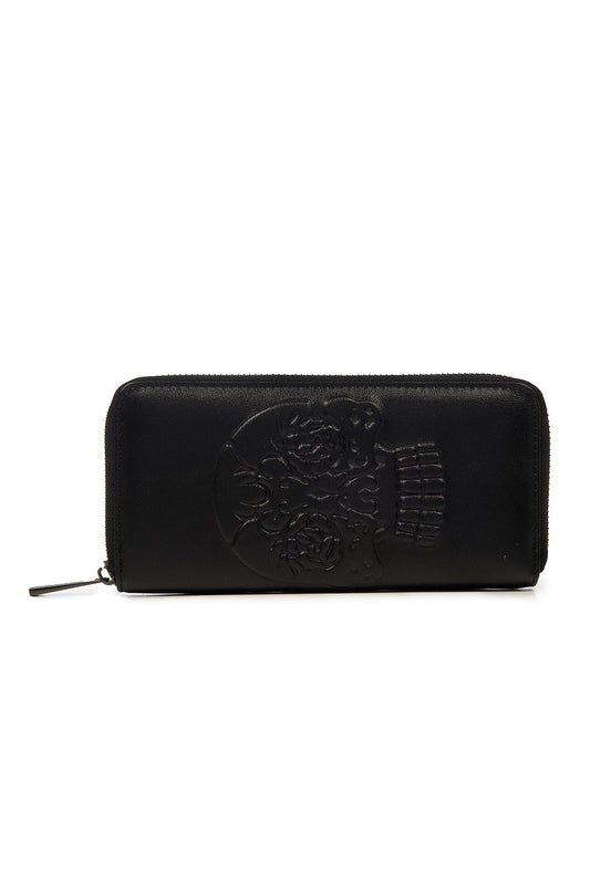 Skull embossed black purse
