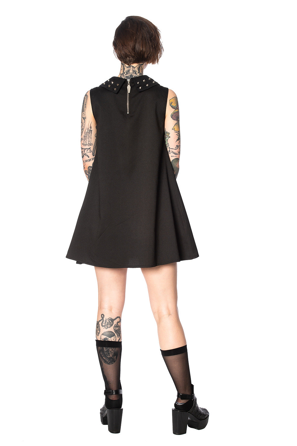 Banned Alternative Urban Vamp Collar Studs Dress