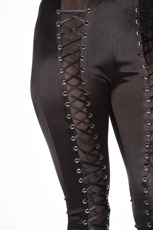 Banned Alternative Lace Up Lycra Leggings