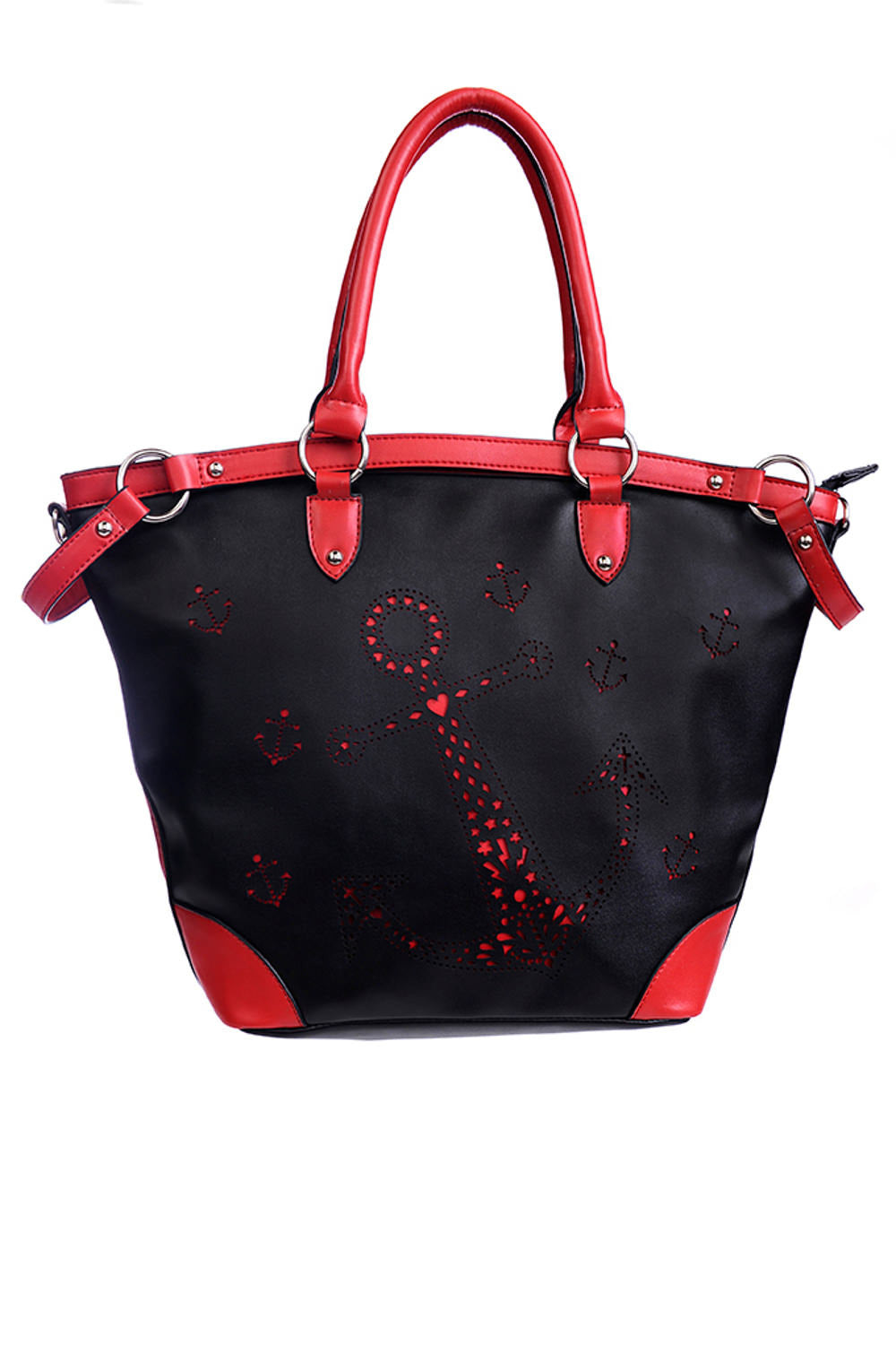 Banned Alternative Black Red Cute Anchor Shoulder Bag