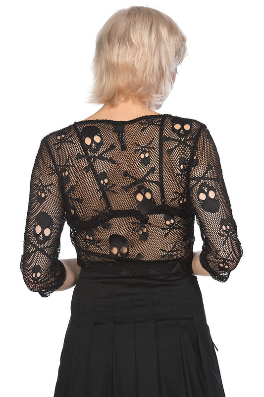Banned Alternative Fishnet Skull Crop Top