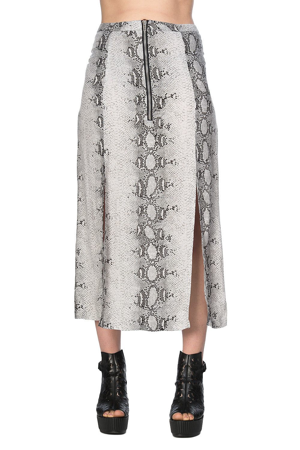 SNAKE SKIN SKIRT WITH SLITS