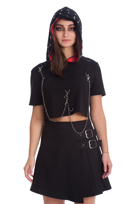 Banned Alternative Youth Girl Short Sleeve Hoodie