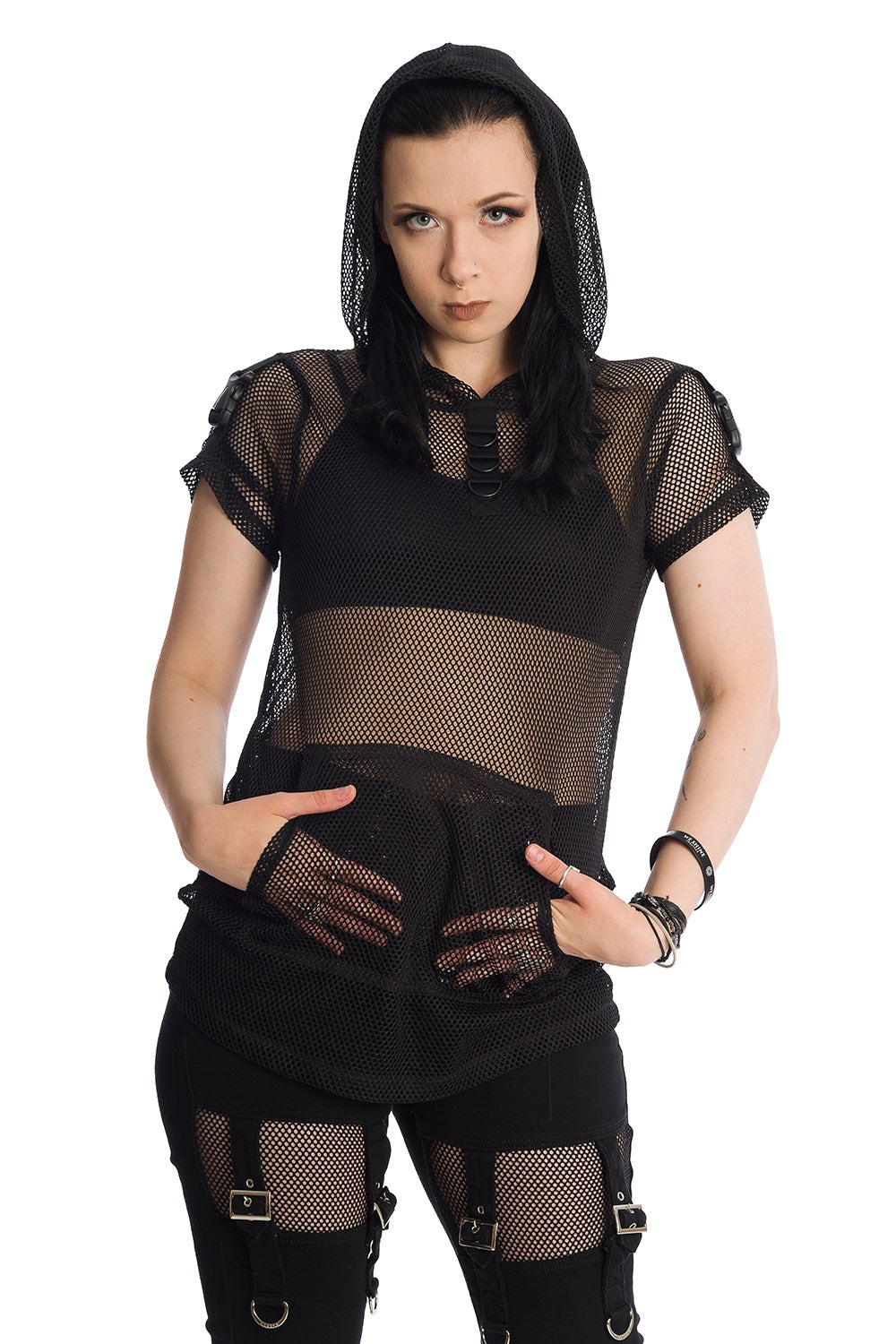 banned alternative Banned Alternative Prewitt Mesh Hoodie Black
