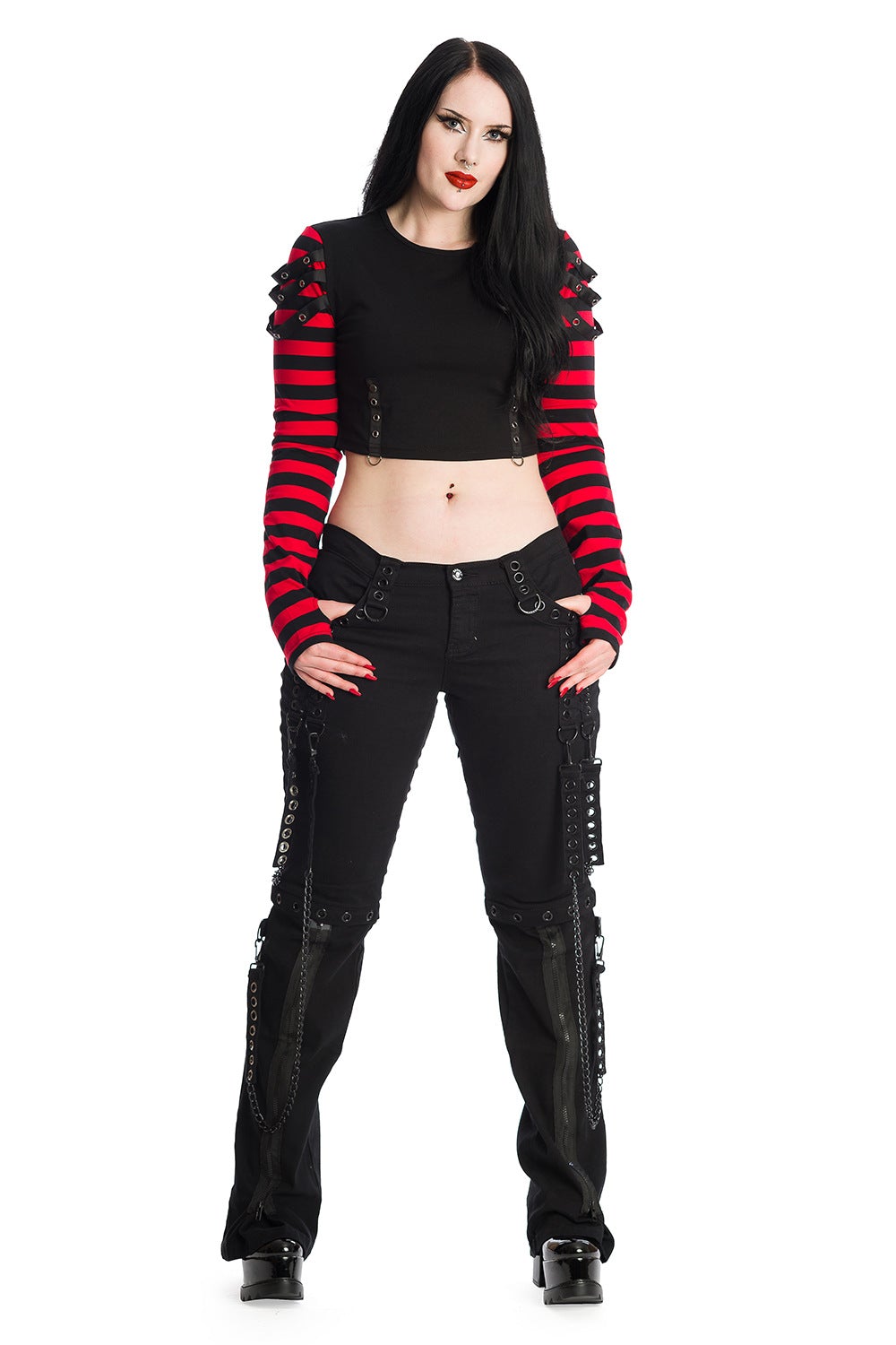 Banned Alternative Hellbound Black Punk Chain Trousers