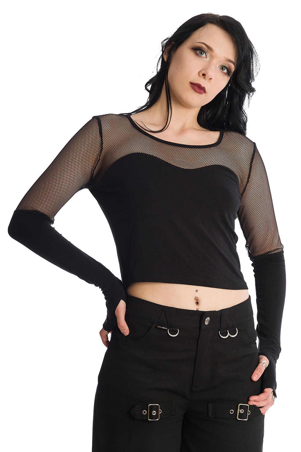 Banned Alternative Dream Me Mesh Panel Contrast Top