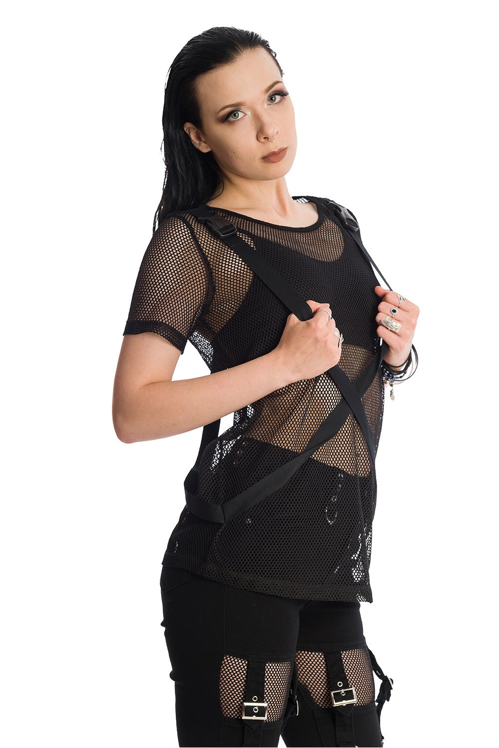Banned Alternative Kameko Short Sleeve Oversized Mesh Top